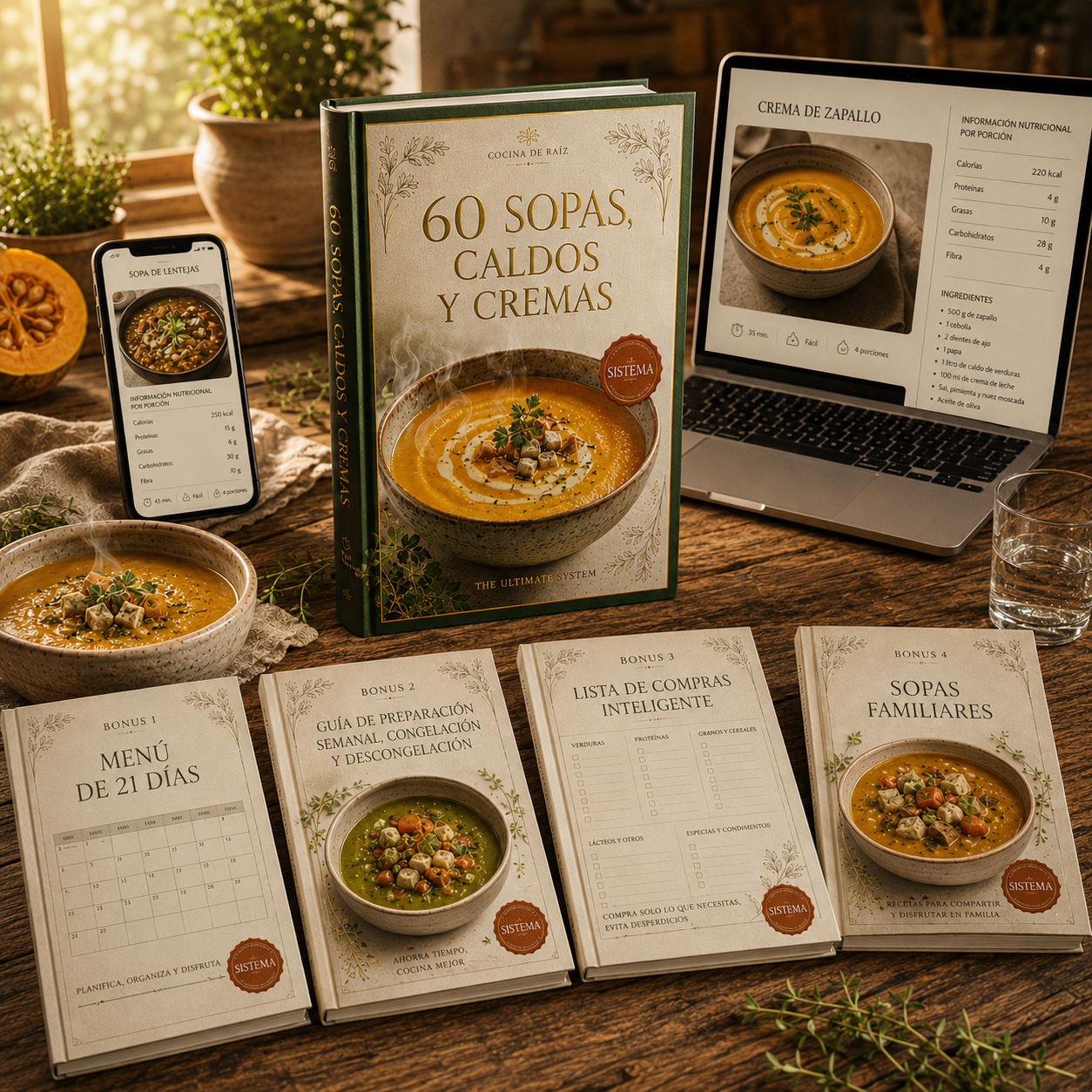 Sistema Completo: 60 sopas,cremas y caldos detox
